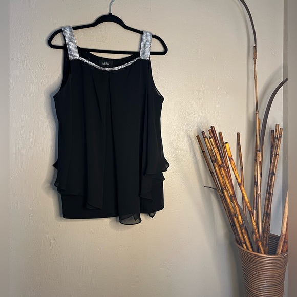 MSK Tops - MSK XL Black Embellished sleeveless with rhinestones